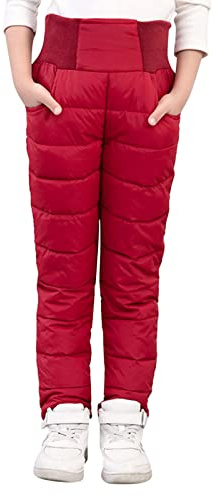 Generisch - Pantalón de nieve grueso para niños, sólido, ropa de invierno cálida para niños y niñas, ropa activa, atuendo de nieve, ropa impermeable para niños, rojo, 4-5 años