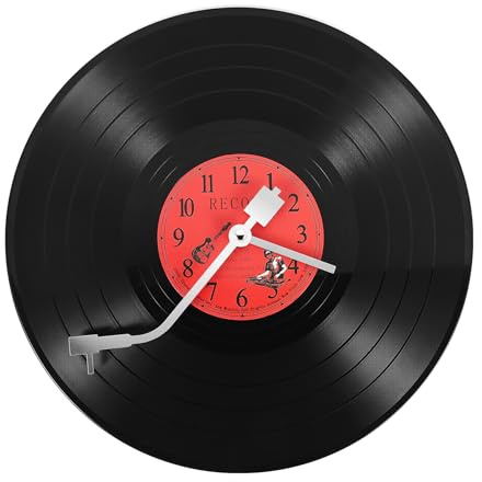 Wadakada Reloj Europeo Retro NostáLgico Ultra Silencioso Reloj de Pared de Personalidad de Disco de Vinilo Cafetería Barra Reloj de Pared