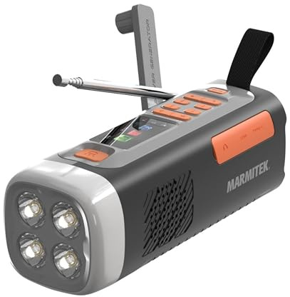 Marmitek RESQ 200 - Radio d’emergenza DAB+/FM solare a manovella USB-C