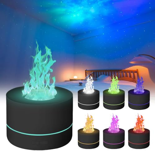 Projektor Aroma Diffuser, 7-Farben-Licht Duftöl Ätherische Öle Diffuser, Wasserloser Abschaltung Defuser Luft Aroma öLe, Luftbefeuchter DuftöL Diffusers, Raumduft Diffuser für Zuhause Büro (Schwarz)