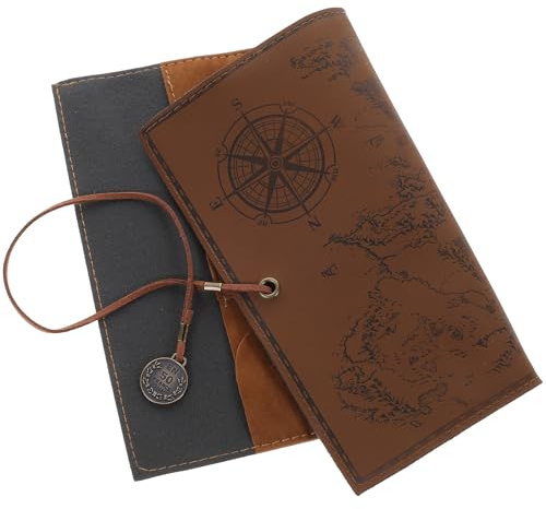 SHERCHPRY Vintage Federmäppchen mit Schatzkartenmuster, Groß | Aufrollbares Etui, Dunkelbraun, Matte Oberfläche, für Unterwegs, Kompakt Verstaubar