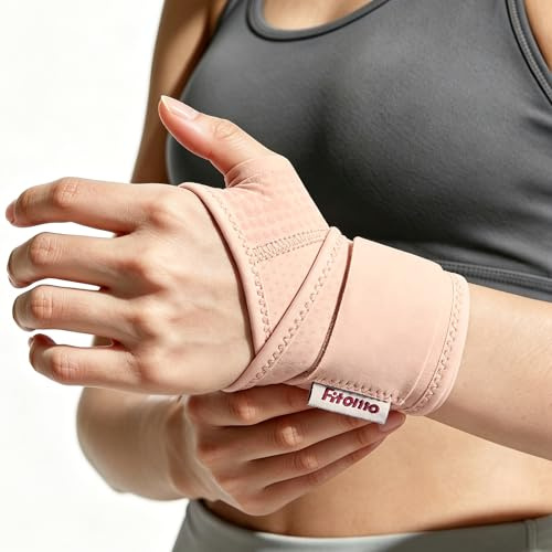 Fitomo Handgelenkbandage mit weichem Komfortgewebe, Atmungsaktive Handgelenkstütze mit leichter Kompression für Arbeit, Sport & Alltag, Verstellbare Bandage bei leichter Belastung des Handgelenks, L