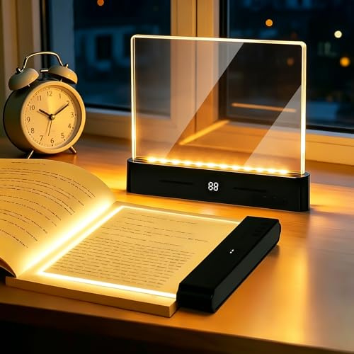 TDTOD Lampada Libro Piatta, Luce per Libri a LED Intelligente, Portatile Lampada da Lettura Con Timer e Luci a 3 Colori, Ricaricabile Lampada Lettura a Pannello per la Lettura Notturna (Noir)