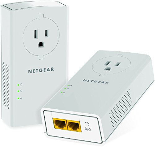 NETGEAR Powerline Adapter 2000 Mbps (2) Gigabit Ethernet Ports with Passthrough + Extra Outlet (PLP2000)