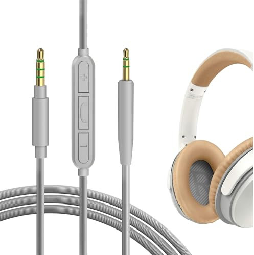 GEEKRIA QuickFit Audio Kabel Kompatibel mit Bose SoundTrue Around-Ear II, SoundTrue, SoundLink II On-Ear Kopfhörer, 2.5mm AUX Ersatz-Stereokabel für Kopfhörer mit Inline-Mikrofon (1.2m)