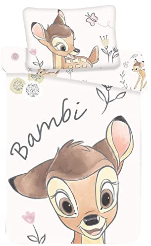 Set di biancheria da letto per bambini, motivo: Bambi, 100 x 135 cm + 40 x 60 cm