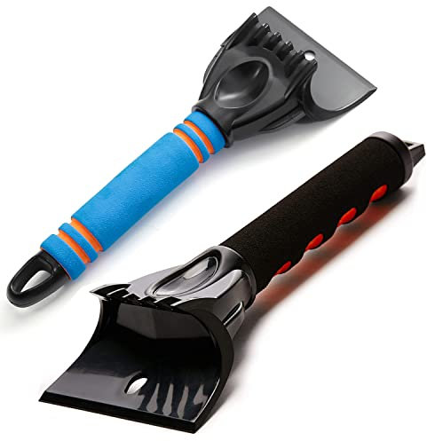 Raniaco grattoir à Glace de Voiture pour Pare-Brise, Pas de Rayures Grattoirs à Neige,2-en-1 Lame Brisez la Glace Chunny et ramassez la Neige Forst, poignée Robuste en Mousse