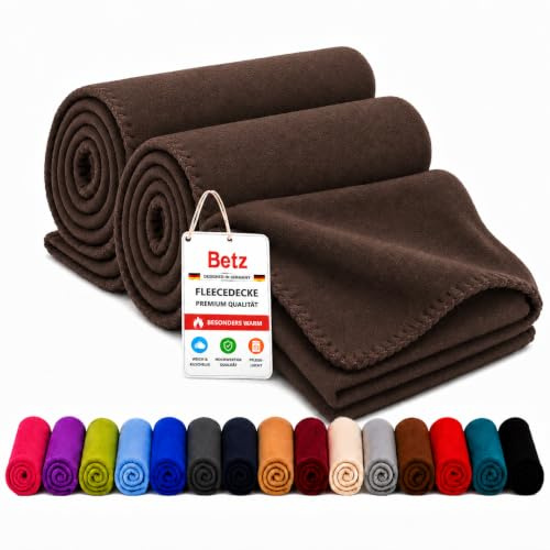 Betz Fleecedecke 2 Stück 130x170 cm 180g/m² – Weiche Wohndecke & Kuscheldecke – Flauschige Sofadecke als Tagesdecke – Leicht, wärmend & pflegeleicht – Farbe braun