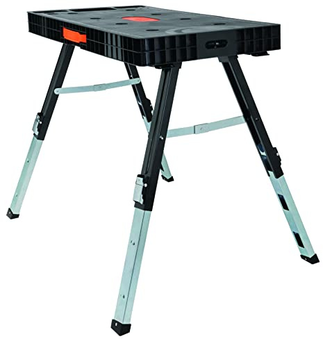 Disston Omni Plus 5 in 1 Workbench, Clamping Table, Scaffold, Dolly and Creeper All in one Work Table Orange/Black