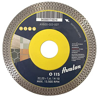 Avalon Serie PRO | Disco de Diamante Porcelánico 115 mm para amoladora. Disco para corte de porcelánico, cerámica, granito y mármol tanto en seco como en húmedo.