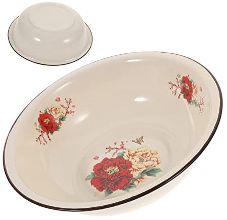 Zerodeko Vintage Emaille Waschbecken Retro Mischbecken Für Küche Und Haushalt Großes Fassungsvermögen Für Obst Gemüse Und Gesichtswaschen Stabiles Und Rutschfestes Design
