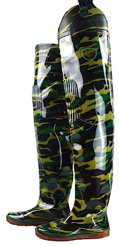 Watstiefel 80 cm Lange Reissämling-Angel-Gesäß-Watstiefel, verlängerte und verdickte knielange PVC-Regenstiefel (Color : Green, Size : 44 EU)