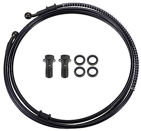 A ABSOPRO 10mm 28 Gradi Moto Freno Olio Flessibile Linea Tubo, 250cm, Nero