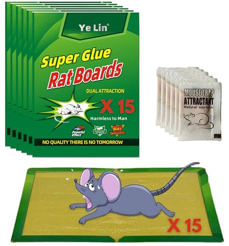 Picpige Trappola per Topi - 15 pezzi - Attraente incluso - Trappole per Ratti - Piastre adesive - Cattura Topi - Piastre di colla Anti-Topi - Anti Ratto - Anti parassiti - Non tossico