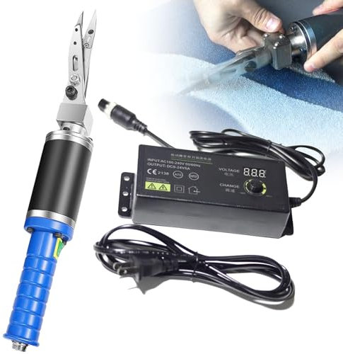 Oiyekntd Elektrische Tufting-Teppich-Schnitzschere, mehrschichtige elektrische Stoffschere mit 1 Paar × Klingen, 2 × Kohlenstoffbürsten, für Teppiche, 0~4000 U/min-Geschwindigkeit einstellbar