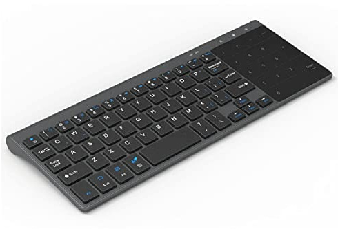 Hanabitx Teclado InaláMbrico Delgado 2.4G con Panel TáCtil NúMero de RatóN Teclado InaláMbrico USB NuméRico para Computadora PortáTil de Escritorio Android Windows