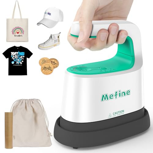 Mefine Transferpresse Mini Presse Plotter Maschine Klein Heizpresse T Shirt Druckmaschine mit 4 Zeitmesser und 3 Heizstufen, DIY Heißpresse Mini für Hut, Schuhe, Taschen, Automatische Abschaltung