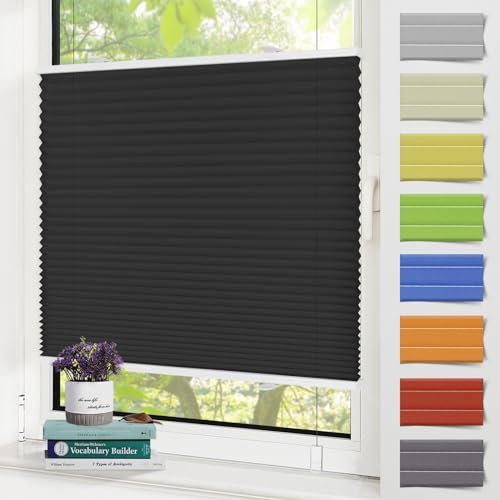 Zarnan Plissee ohne Bohren Blickdicht 95x120cm(BXH) plissee klemmfix UV-Schutz & Lichtfilterung Klemmplisseeses Fenster ohne Bohren Plissee mit Klemmträger easyfix Jalousie für Fenster und Tür