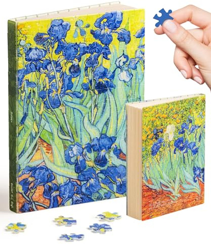PieceRelax Puzzle Buchumschlag Van Gogh - Irises [YA1065], A5 Liniertes Notizbuch, Transparente Buchhülle, Stifthalter, Lesezeichen, 329 Teile