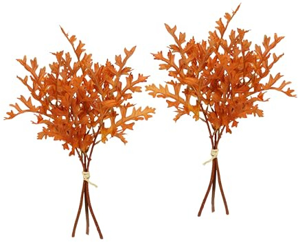 Foglie di quercia artificiale, 40 cm, set da 2 pezzi, foglie autunnali, rami artificiali, fiori artificiali, per mazzi, ghirlande, bouquet, decorazione autunnale, foglie autunnali, foglie di quercia