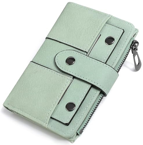 FALAN MULE Purses for Women RFID Blocking, Small Womens Wallet with ID Window, Bifold Zipper Pocket Card Case Purse, PU Leather Wallet for Women with 12 Card Slots, Multi-Function Card Holder