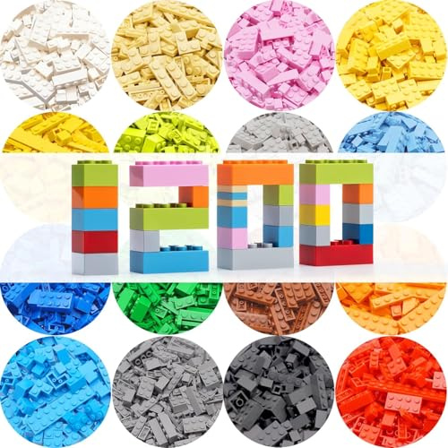Set di 1200 mattoni da costruzione classici (forme e dimensioni assortite), compatibili con tutte le principali marche di blocchi da costruzione, regalo educativo creativo fai da te per bambini dai 6