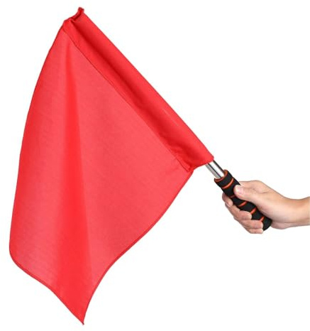 BESPORTBLE Bandiera rossa dell'arbitro con asta in acciaio inox, per giochi di calcio all'aperto, robusta e durevole, per arbitri