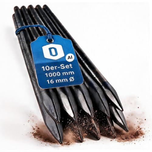 Dönges Schnureisen 10 STK. Ø16x1000 mm, Schnurpfahl aus Stahl | Robust, langlebig