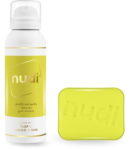 Nudi Boob Tape Remover Solution 100ml and Easi Pad – Gentle Breast Tape Adhesive Remover – Pain Free & Skin Friendly Formula, 100ml
