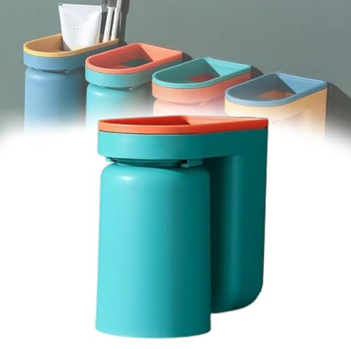 Stick-on tandborsthållare med kopp, 2 i 1 tandborsthållare Väggmonterad med kopp, tandborsthållare for badrum, tandborsthållare med stor kapacitet, badrumstillbehör /33(Green)