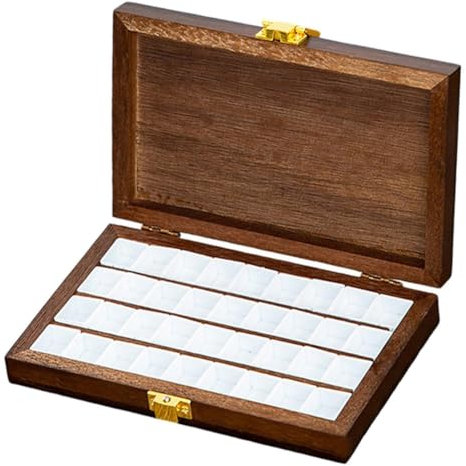 Agmoctz Watercolor Paint Wood Empty Palette Box Folding Paint Tray Portable Travel Paint Case for Acrylic Oil Paints 36 Grids
