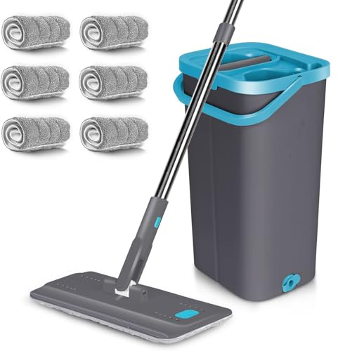 Mocio Piatto e Secchio Strizzatore (Grigio scuro)