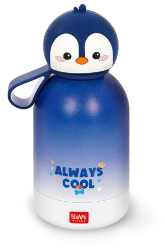 Legami - Borraccia Termica per Bambini Hot&Cold BFF, Tema Penguin, in Inox 18/8 a Doppio Strato con Chiusura ermetica, Conserva il Caldo per 12h e il per Freddo 24h, Capacità 310 ml