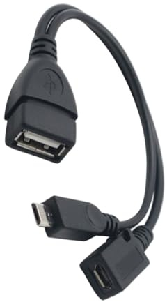 SHINEOFI Cable Micro Otg con Alimentación para Smartphone USB | Negro, Material Aislante y Metal, Plug And Play, Emergencia de Carga, Compatible con S Ii I9100