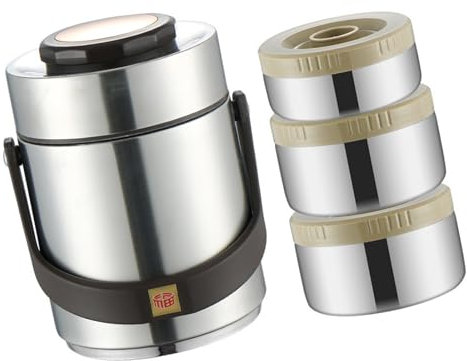 Trufolxiaz Fiambrera térmica eficaz de 3 capas apilable para alimentos, a prueba de fugas, contenedor de acero inoxidable para comidas frías y calientes