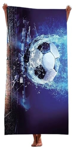 GVMJHYK Asciugamano da Spiaggia Telo Mare Calcio, Calcio Telo Da Bagno Per Spiaggia, per Bambini e Adulti per Viaggi, Piscina, Palestra, Sport, Spiaggia 75x150cm