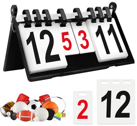 PORFOYO Anzeigetafel, 4-Stellig Sportwettbewerb Anzeigetafel, Punktetafel Digital, 0-31 Sportanzeigetafel, Tragbare Tisch-Scoreboard, Klappbar Zähltafel, Punktetafel Punktezähler für Wettkämpfe