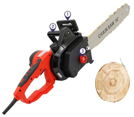 Tronçonneuse électrique 2000 W avec câble 40 cm (16 pouces), vitesse de coupe 650 m/min, tension de chaîne sans outils, changement de chaîne, lubrification automatique, pour jardin, bois, entretien