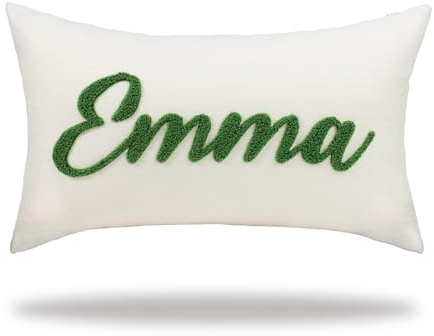 UNIGIFTIME Personalized Embroidered Name Lumbar Pillow, Custom Monogram Pillow Cover Gift for Girls Couples Women, Customized Initial Throw Pillows with Names Decoration for Couch Bed