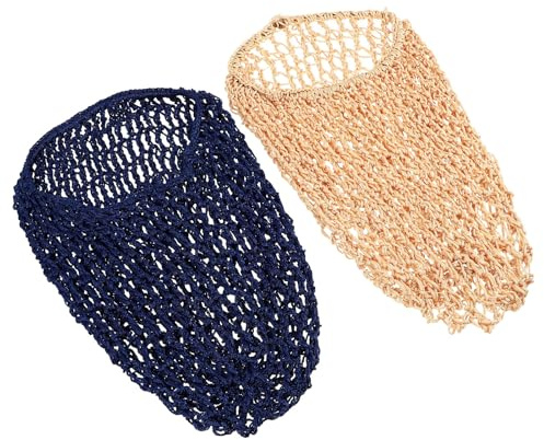 2 Stück Gehäkelte Haarnetzhauben Schlafmütze aus Polyester für Haarpflege | Elastische Passform, Waschbar, Hält Frisur Ordentlich, in Navy und Khaki, für Viele Nutzer