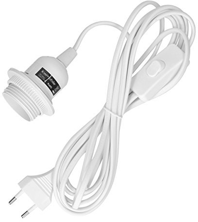 kwmobile Lampenfassung E27 mit Kabel 5 m - E27 Fassung mit Kabel - Lampenfassung mit Schalter - Glühbirnenfassung weiß - Lampenaufhängung Steckdose