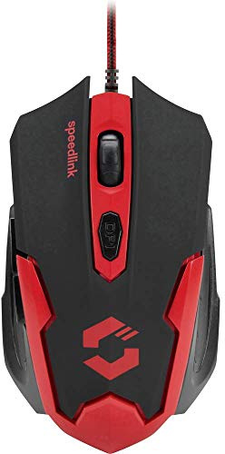 Speedlink XITO Gaming Mouse - 5 Tasten Maus für Büro, Home Office, mit dpi-Swtich bis zu 3200 dpi, Gummierte Oberfläche, Rutschfest, für PC, Notebook, Laptop, schwarz-rot