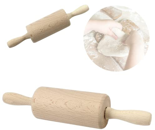 Children's Rolling Pin Small with Wooden Axle Rolling Pin for Cooking and Baking for Children or Accessories for Grocery Shop Beech