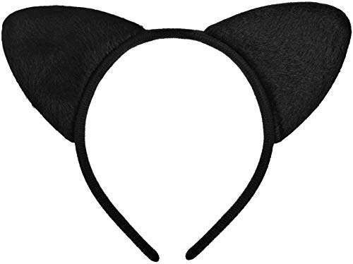 Balinco Katzenohren Haarreif Schwarz, Katzenkostüm Damen, Cat Ears Headband, Cosplay Ohren, Anime Accessoires, Karneval Zubehör, Fasching, Halloween
