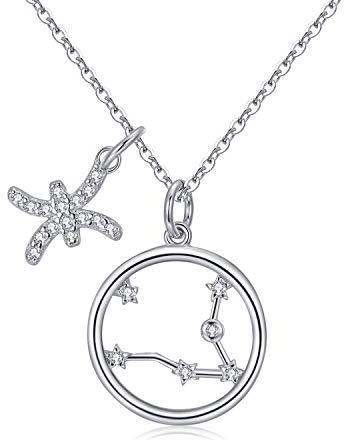 Qings Collana Segno Zodiacale Donna - Bff Collane Argento 925 Ciondoli Pesci Bejelit, Regalo per Bambine e Ragazze Bambina