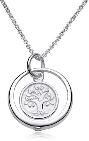 MATERIA 925 Silber Taufkette Mädchen Junge Lebensbaum - Taufgeschenk Baby Kinderkette 34-37cm mit Zirkonia Stein CO-36