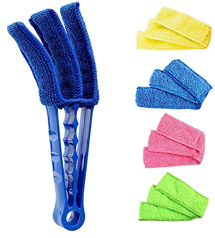 Faderr Ensemble de nettoyage pour stores vénitiens - Brosse de nettoyage pour volets de fenêtre, aération, climatiseur - Plumeau en microfibre amovible et lavable