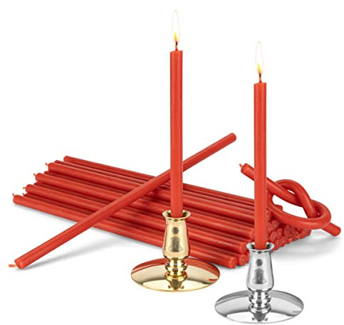 NKlaus - Set 2 Kerzenhalter + 200g Altarkerzen rot L 19,5cm Osterkerzen Paraffin 40060