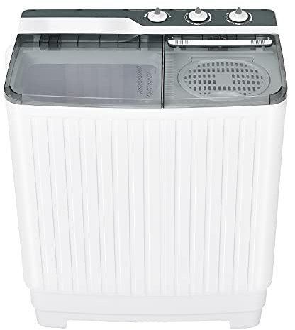TANGZON Twin Tub Washing Machine, 10.5/8.5/4.5KG Portable Washer and Spin Dryer Combo with Timer Control, Compact Washer for Camping Dorm Caravan RV, 7.5/6.5/3.5KG Washer 3/2/1KG Drying (10.5KG, Grey)