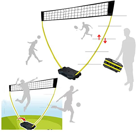 Rete da pallavolo Professionale Rete da Giardino con Pali Altezza regolabile altezza massima 225 cm rete Portatile per Bambini e Adulti Da beach volley, beach soccer, racchettoni, beach tennis
